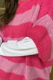  Big Softie Block Stripe Cap Sleeve Knit Top Bubblegum /15=